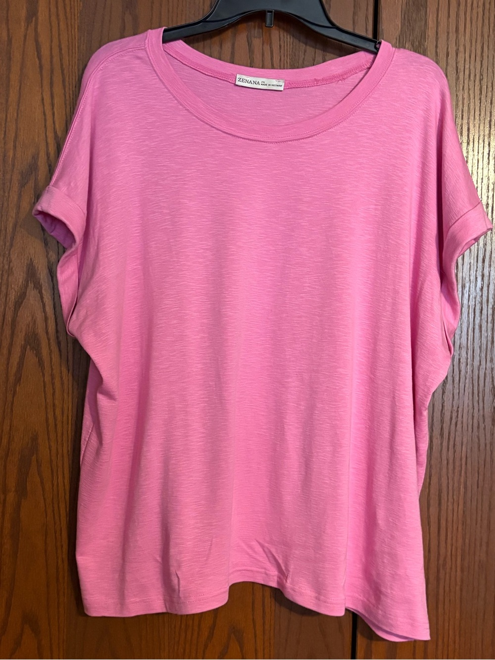 Zenana Outfitters Bright Pink Relaxed Short Sleeve Top